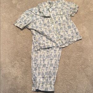 Roller Rabbit Cream and Blue Pajama Set
